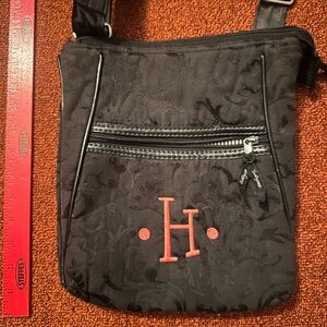 Black Thirty-One Crossbody Bag with Red Initials “H”